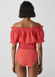 Beach Heart Print Crop Top Red/Multi
