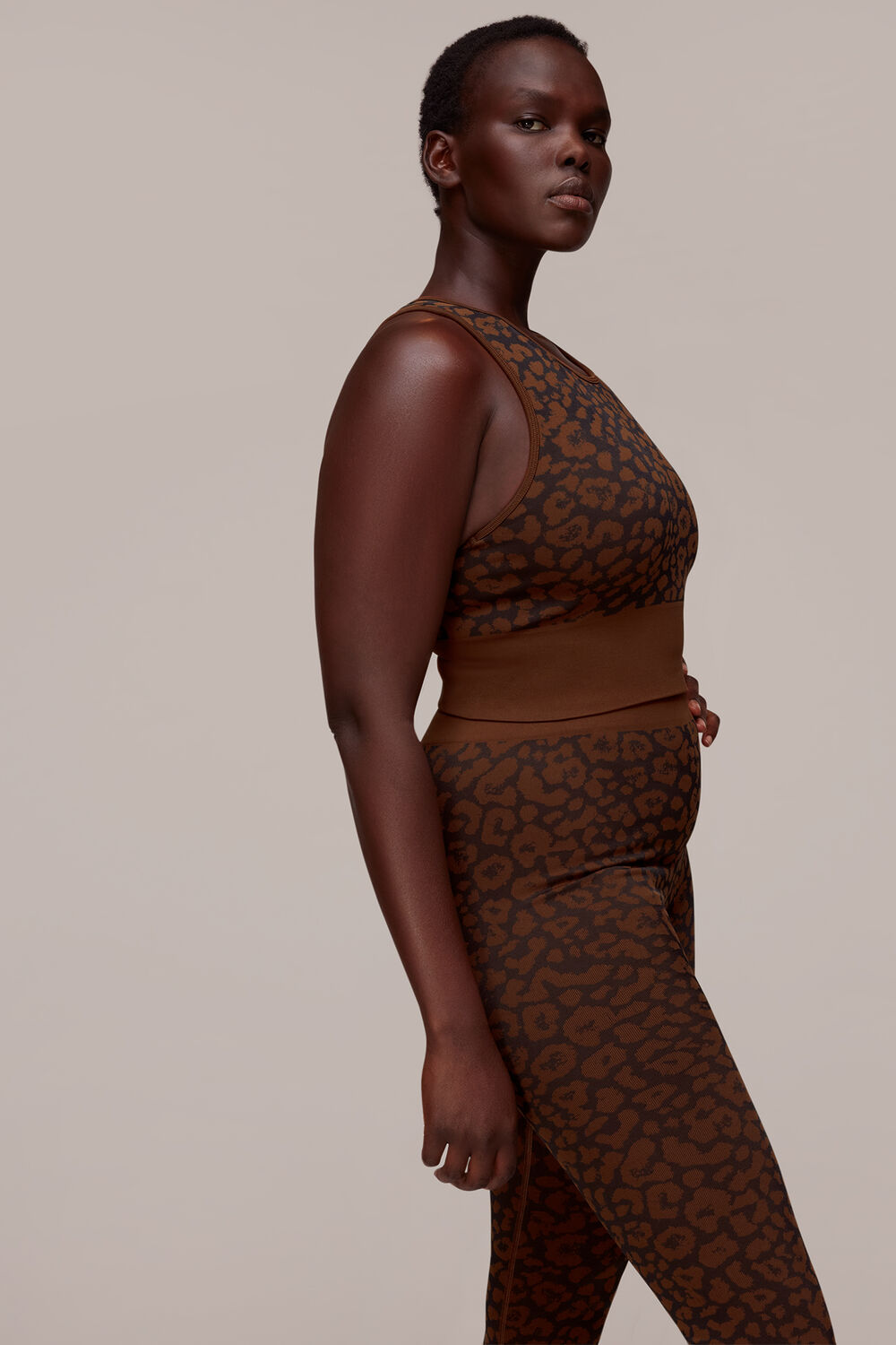 Brown Animal Seamless Sports Bra