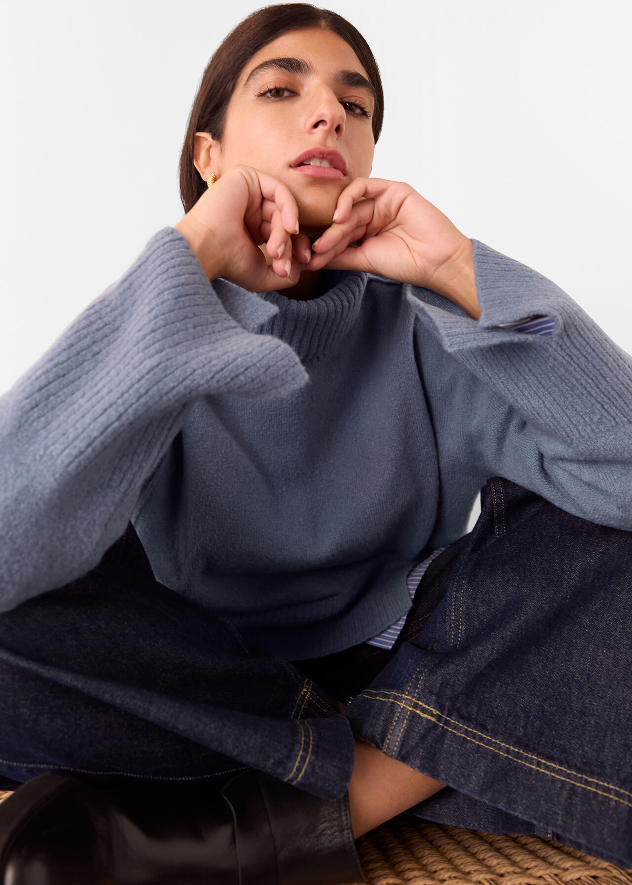 Wool Mix Roll Neck Knit