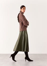 Zig Zag Panel Leather Skirt