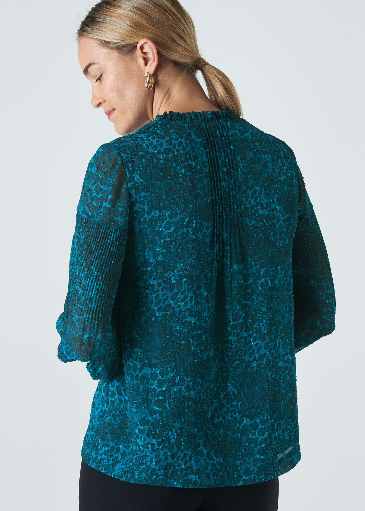 Teal Big Cat Dobby Blouse WHISTLES