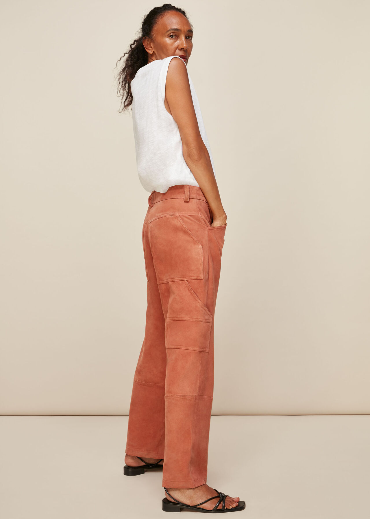 Suede Leather Cargo Trouser