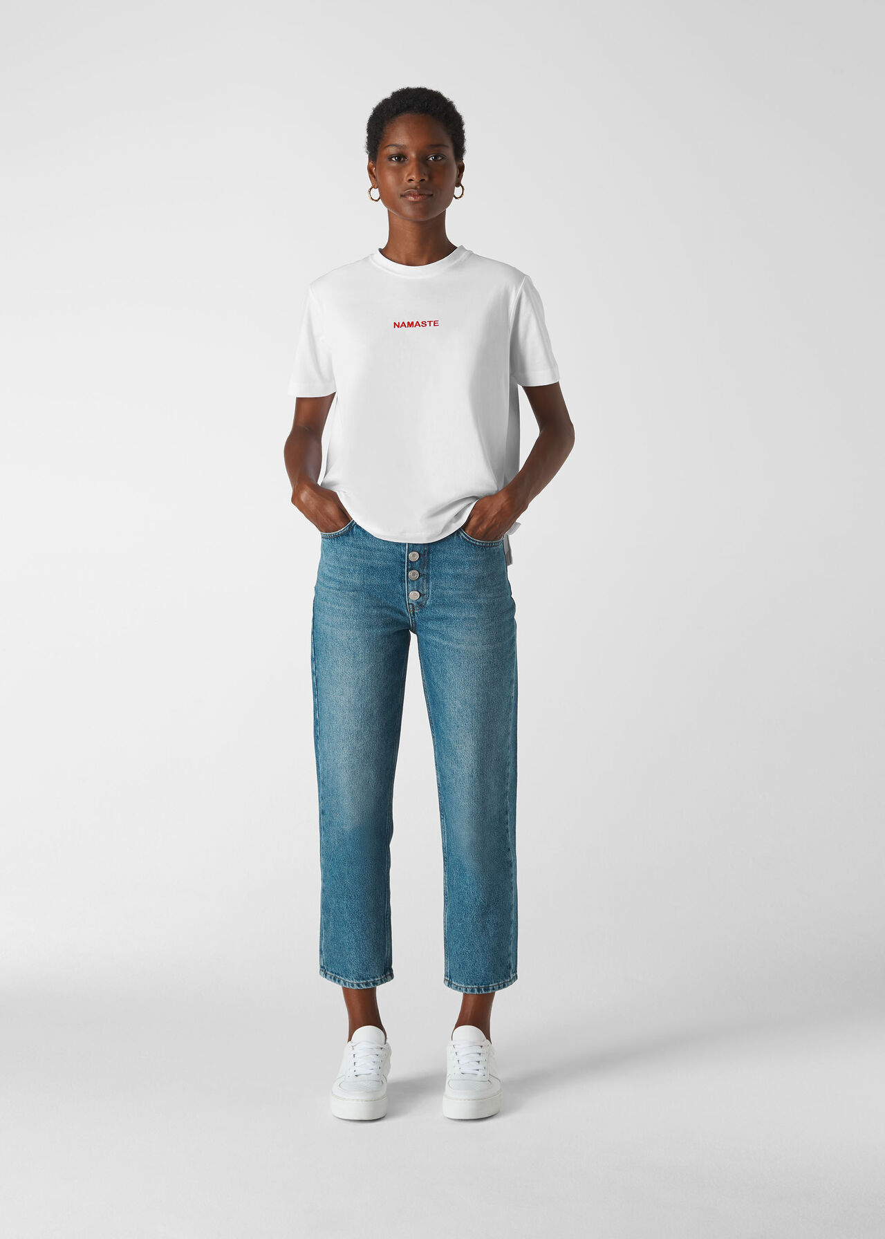 Namaste Mini Logo T- Shirt White