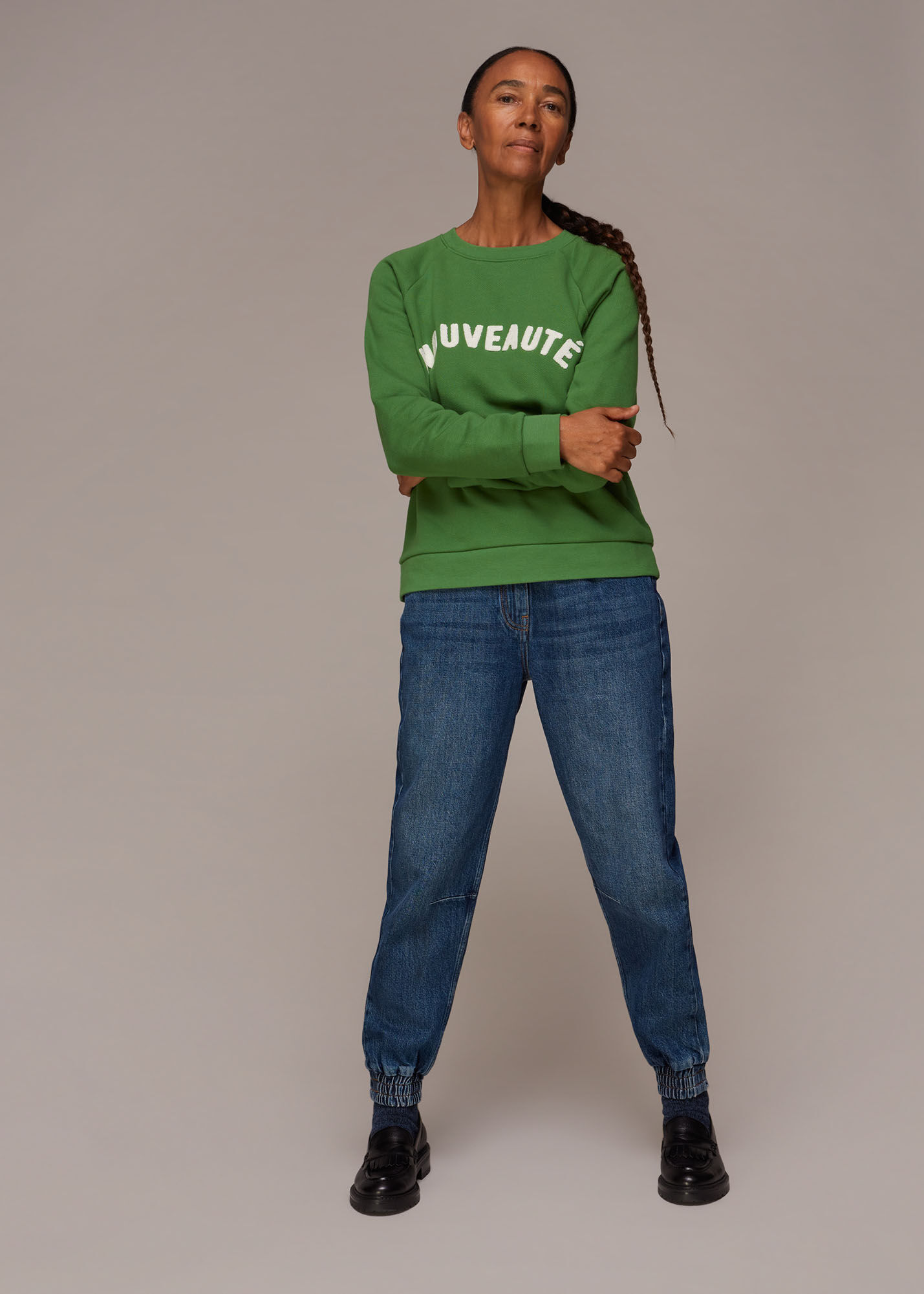 Green slogan sweatshirt sales