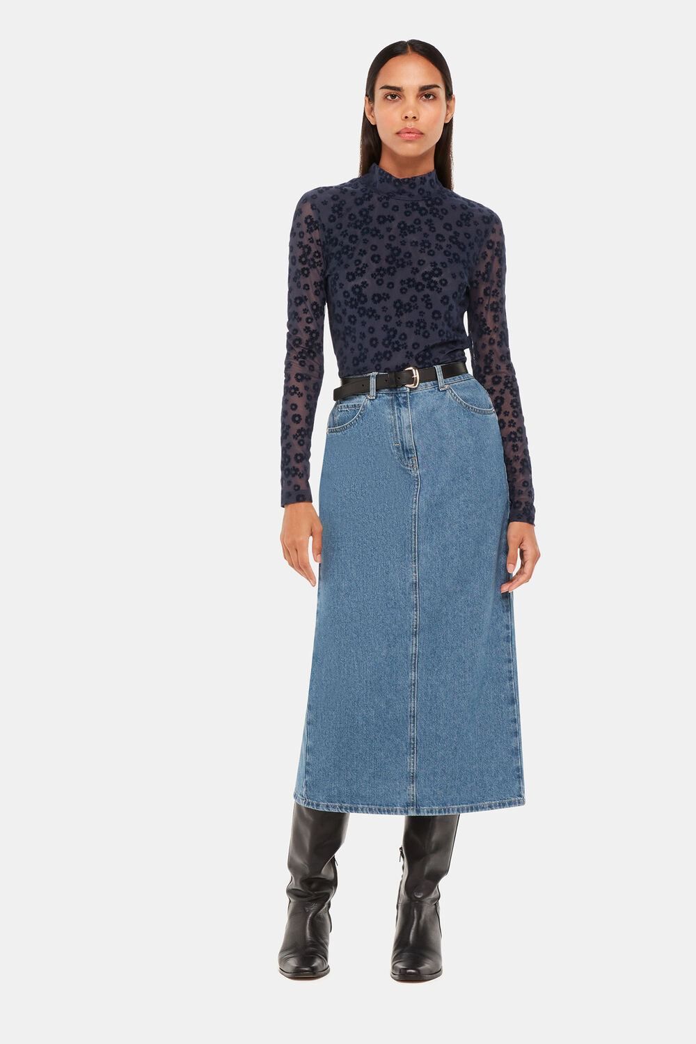 Flower Crew Neck Mesh Top