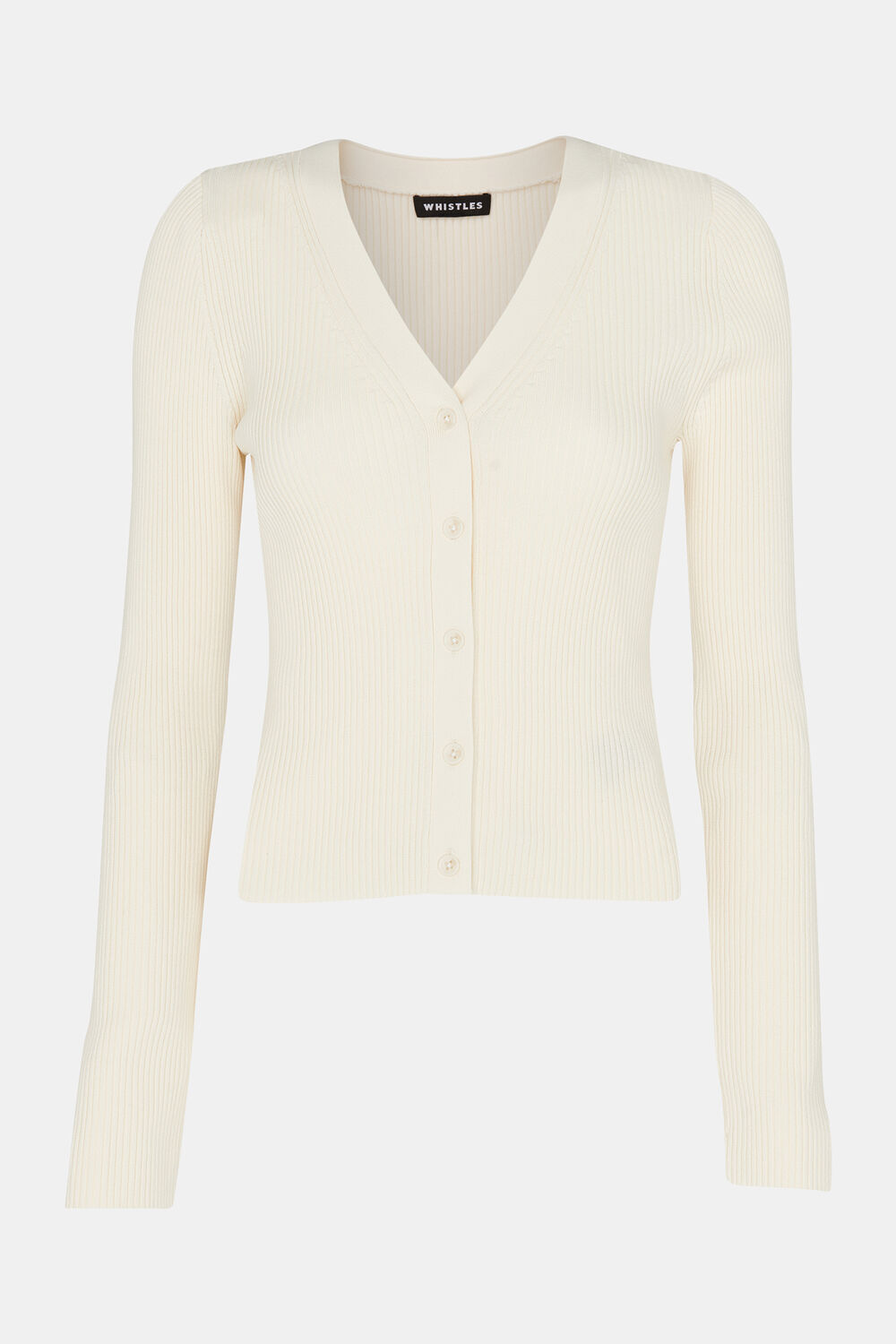Ivory Ribbed V neck Cardigan