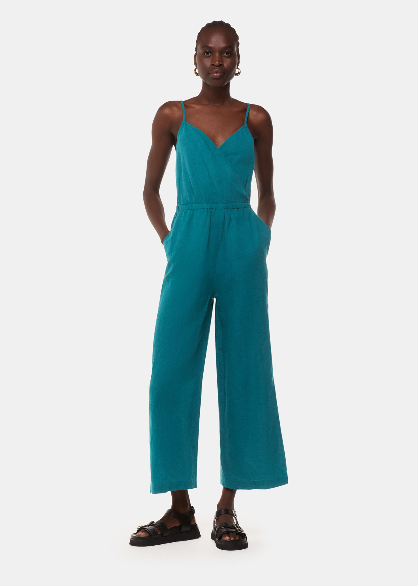 Teal colored jumpsuits clearance