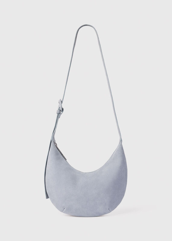 Blue Small Sia Suede Crossbody Bag