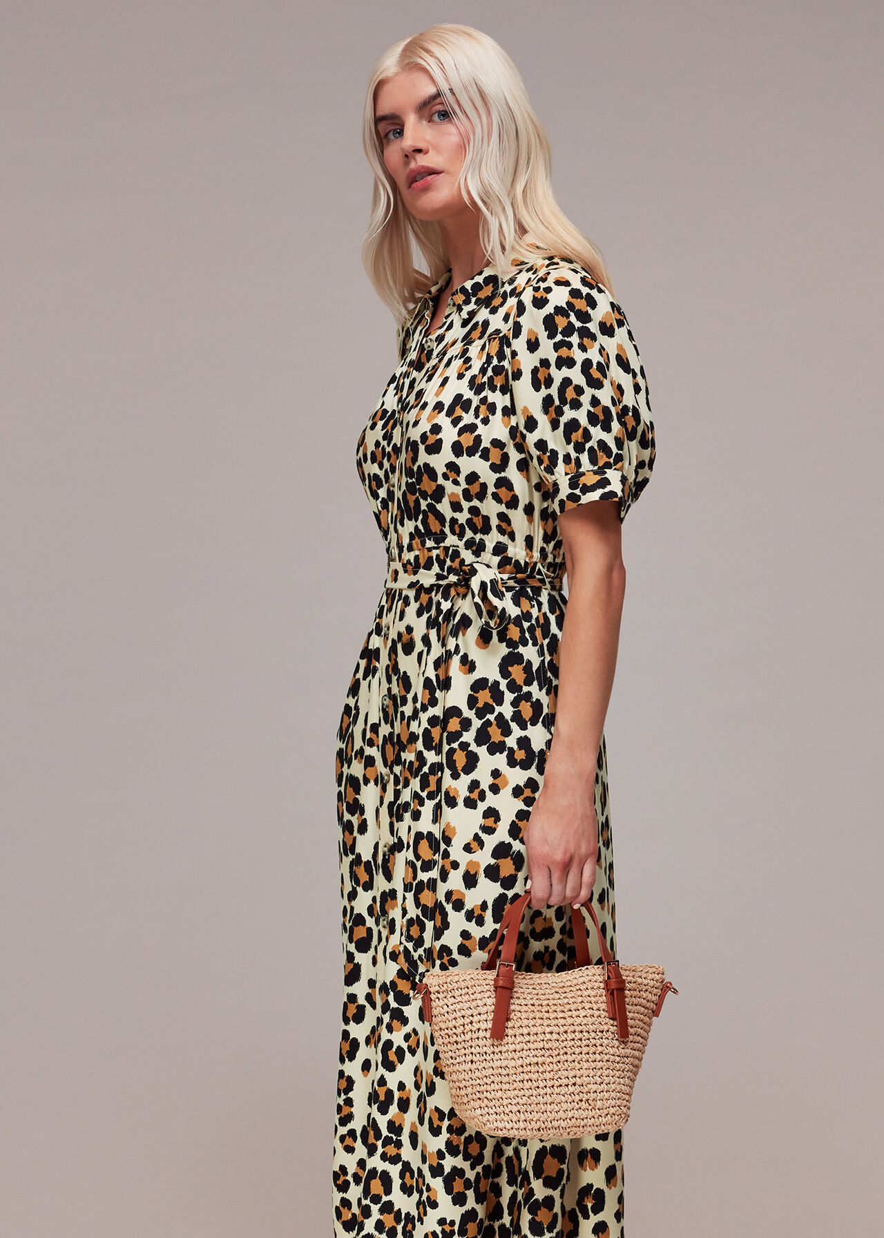 Petite Painted Leopard Midi Dress