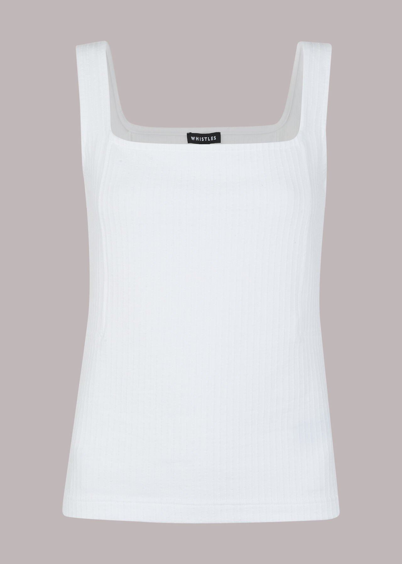 White Square Neck Rib Tank, WHISTLES