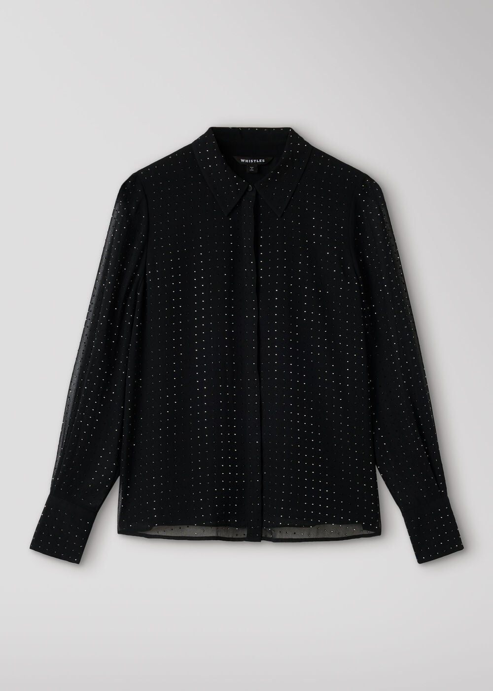 Black Hot Fix Sheer Shirt