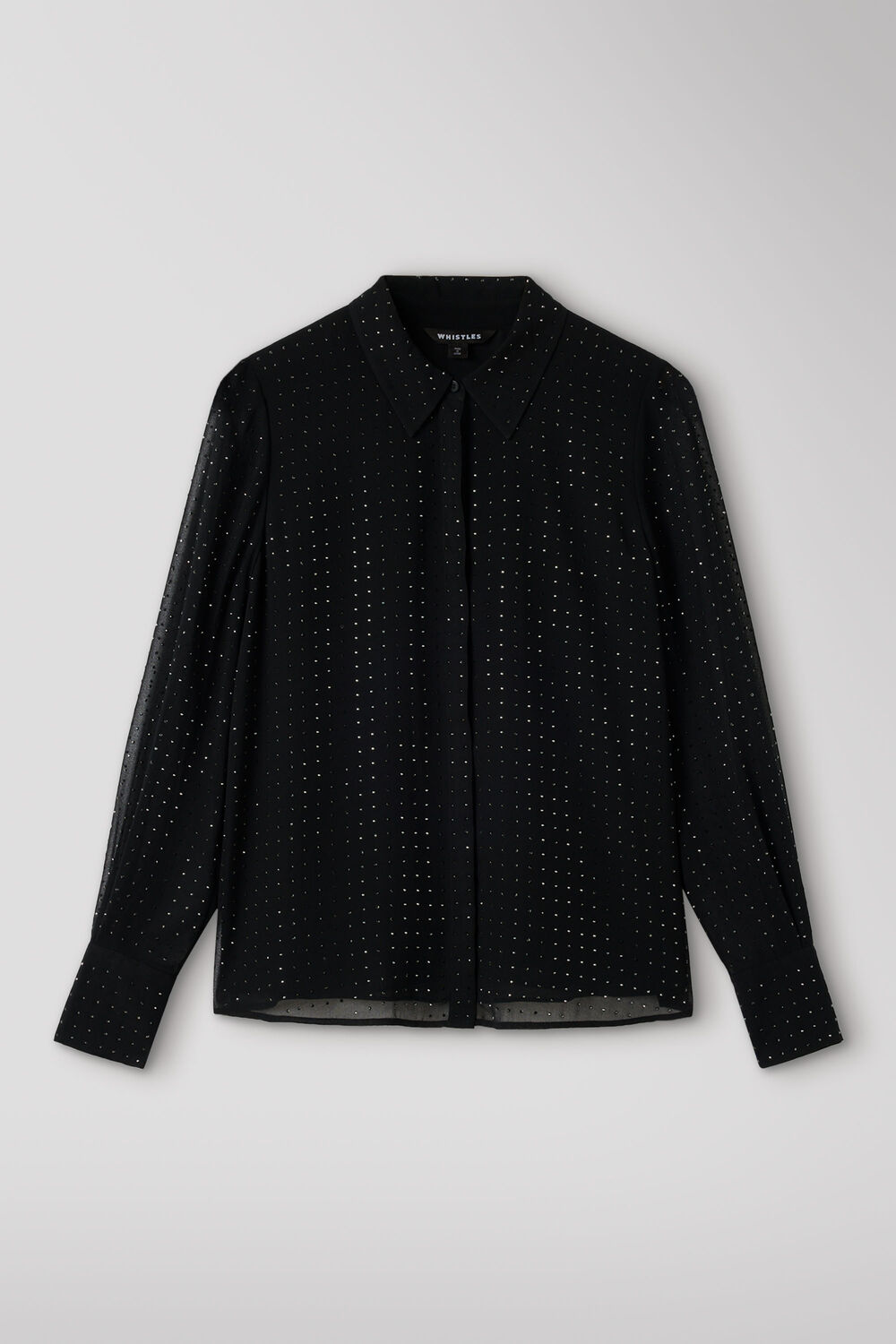 Black Hot Fix Sheer Shirt