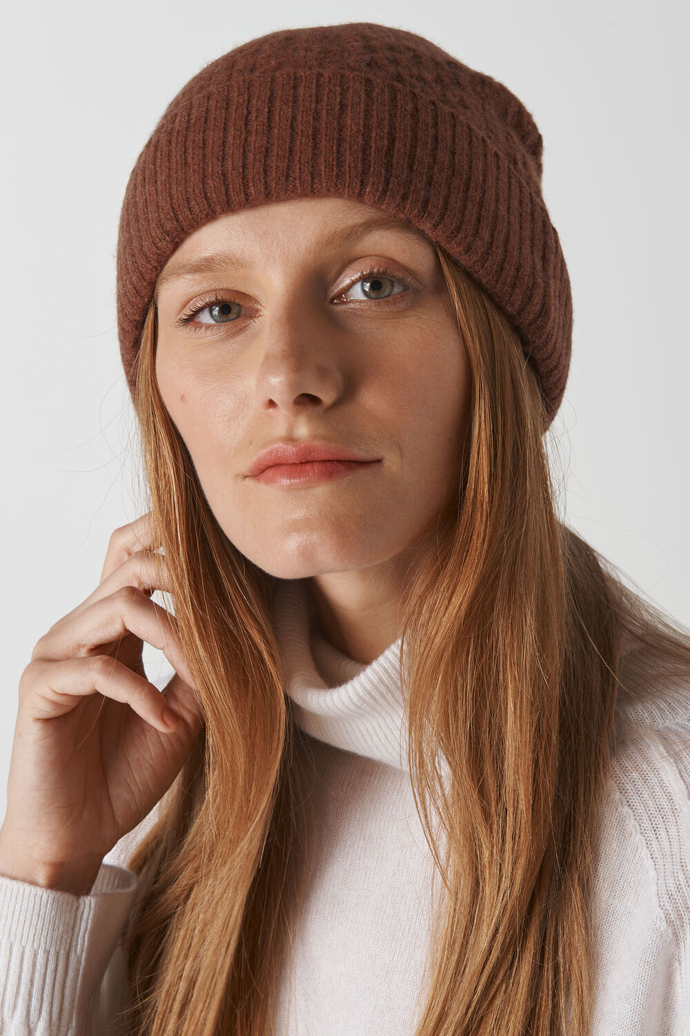 Cable Knit Beanie Hat Camel