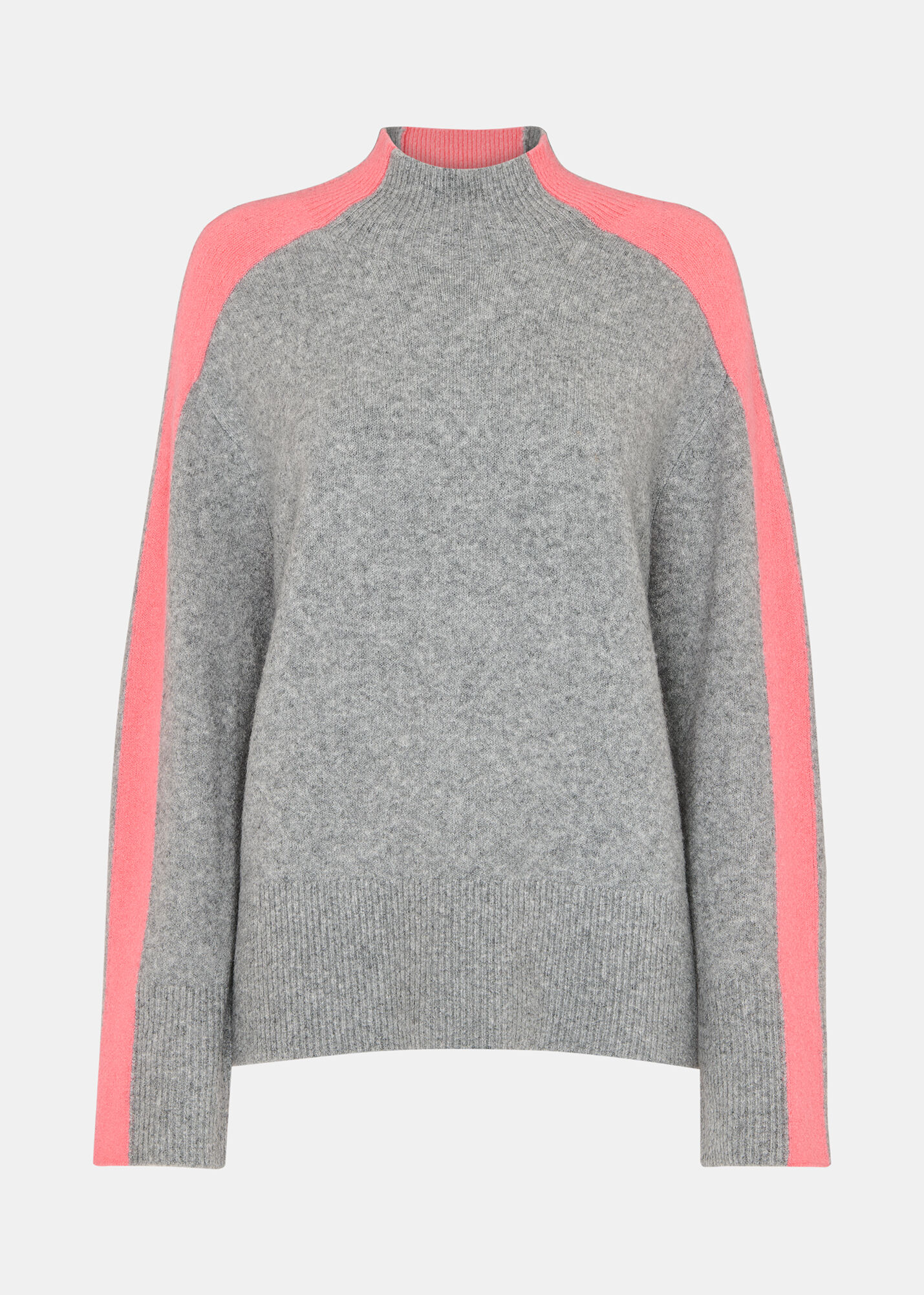 Women's Gray & Pink Color Block Wool Mix Sweater | Whistles US |