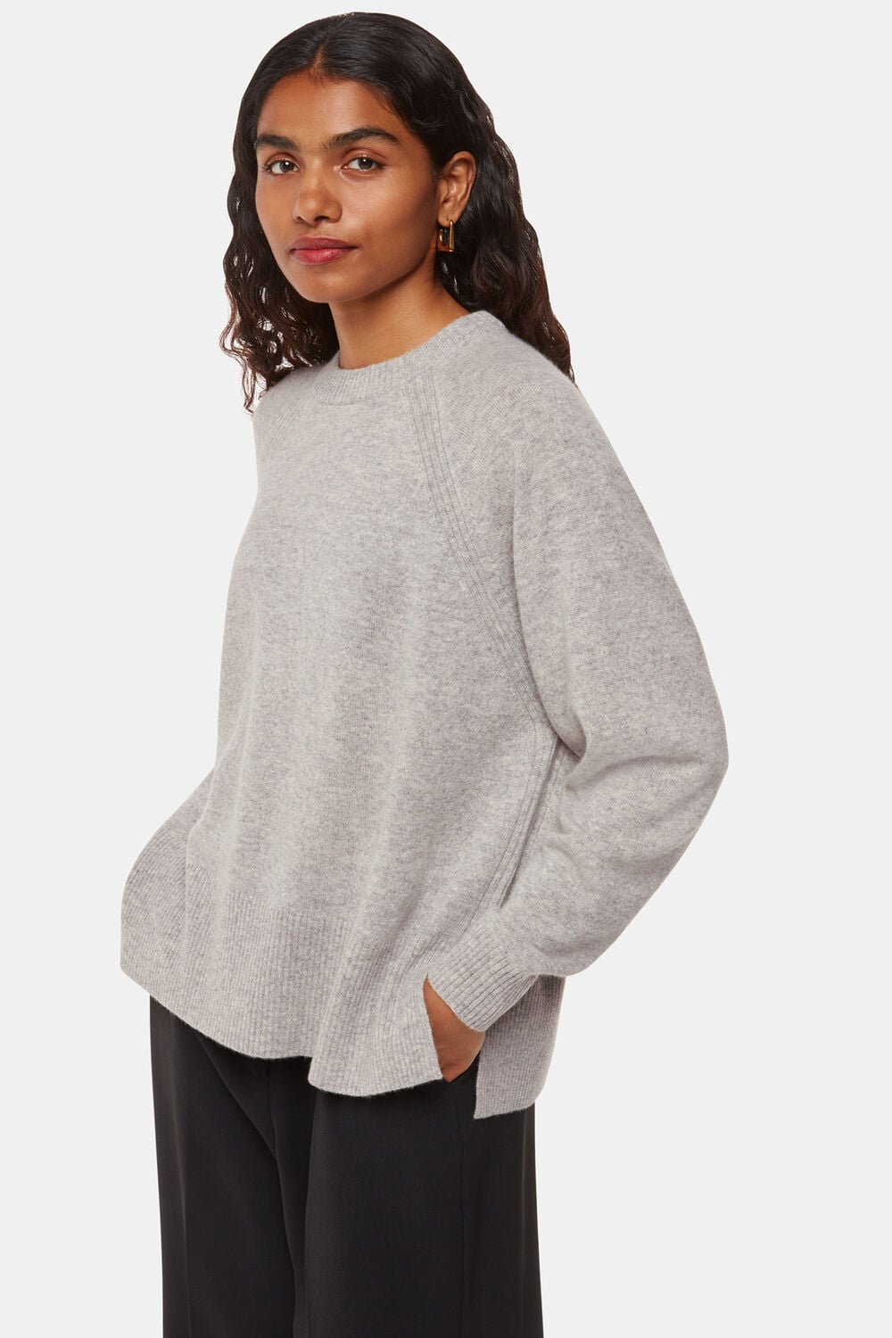 Grey Marl Petite Ultimate Cashmere Crew Neck Sweater