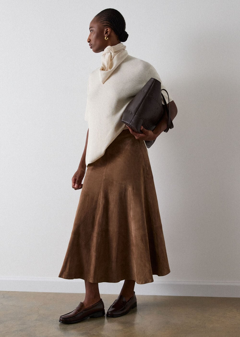 Zig Zag Panel Suede Skirt