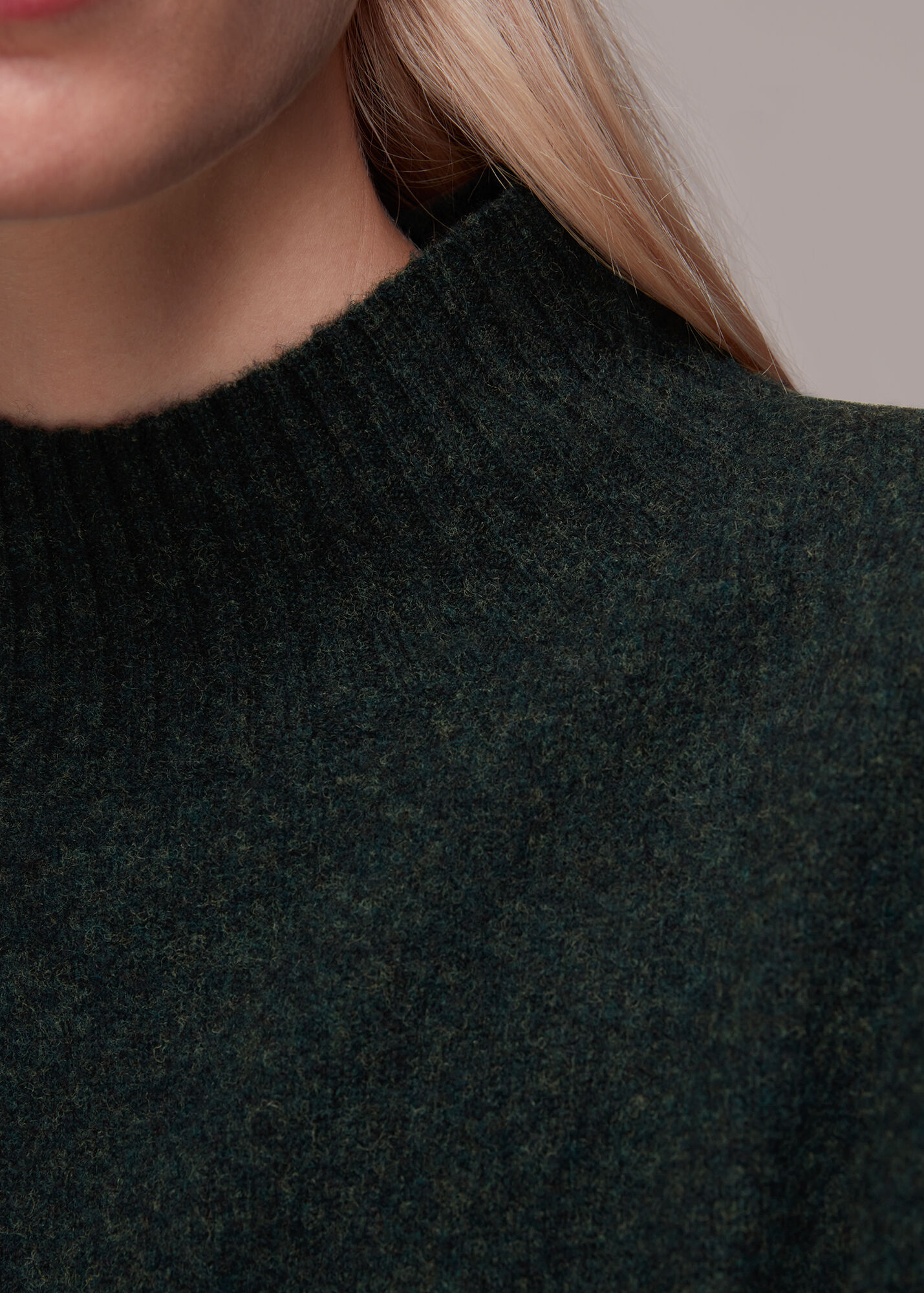 Dark Green Funnel Neck Knitted Dress WHISTLES