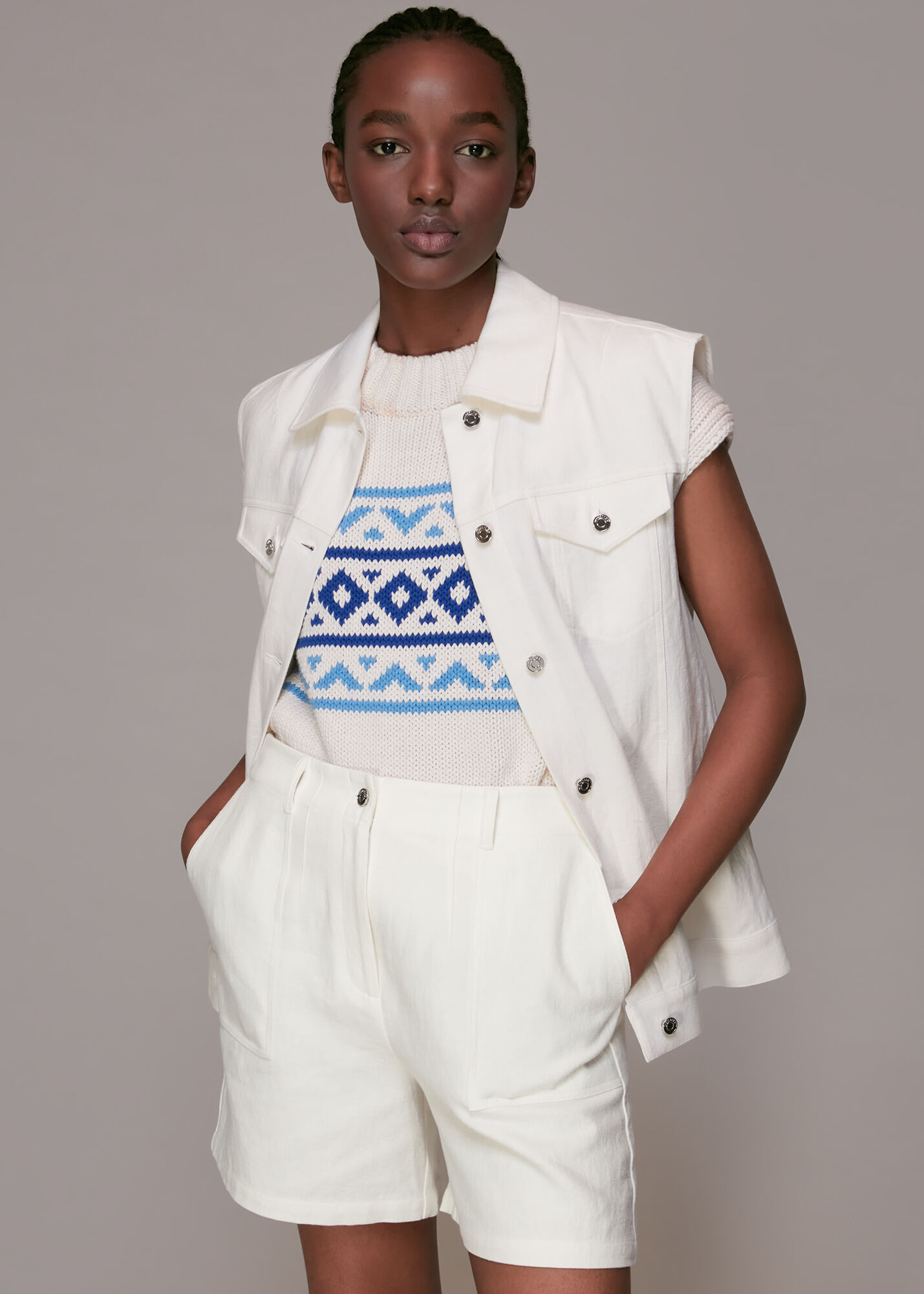 White Zoey Pocket Detail Short WHISTLES