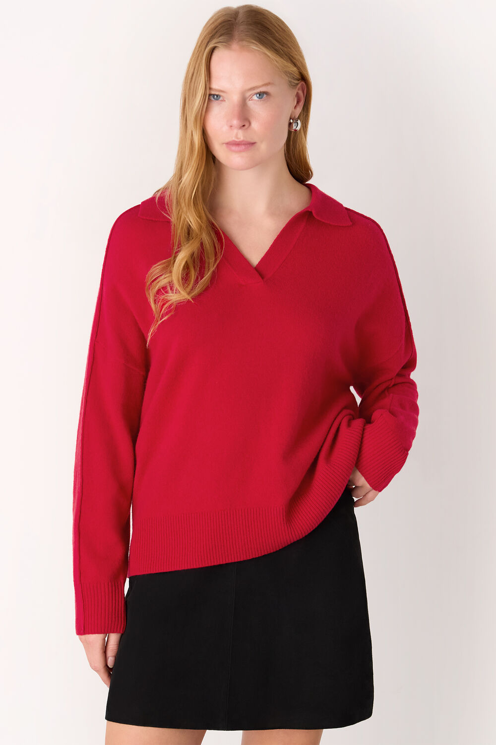 Red Wool Collar Neck Knit