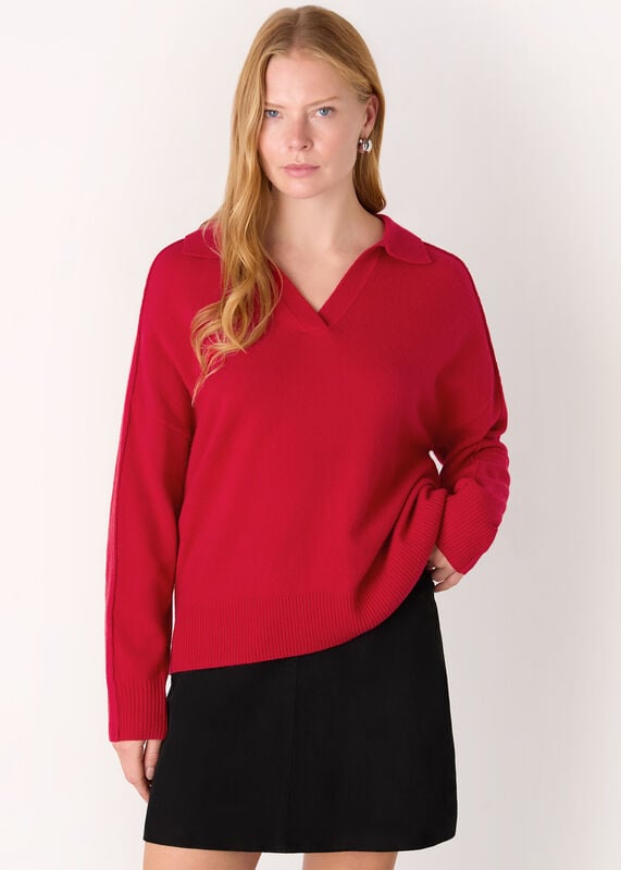 Red Wool Collar Neck Knit