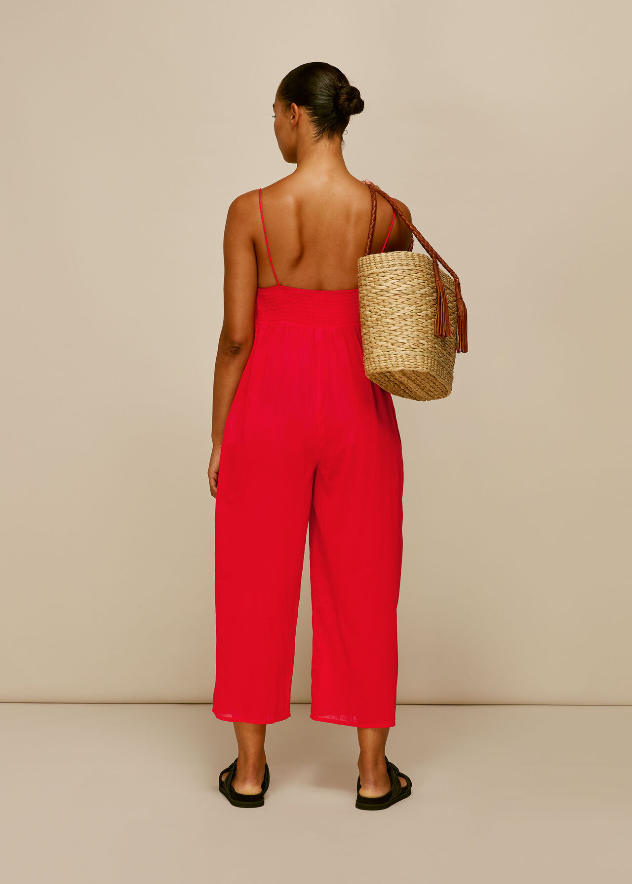 Tassel Detail Beach Jumpsuit Red