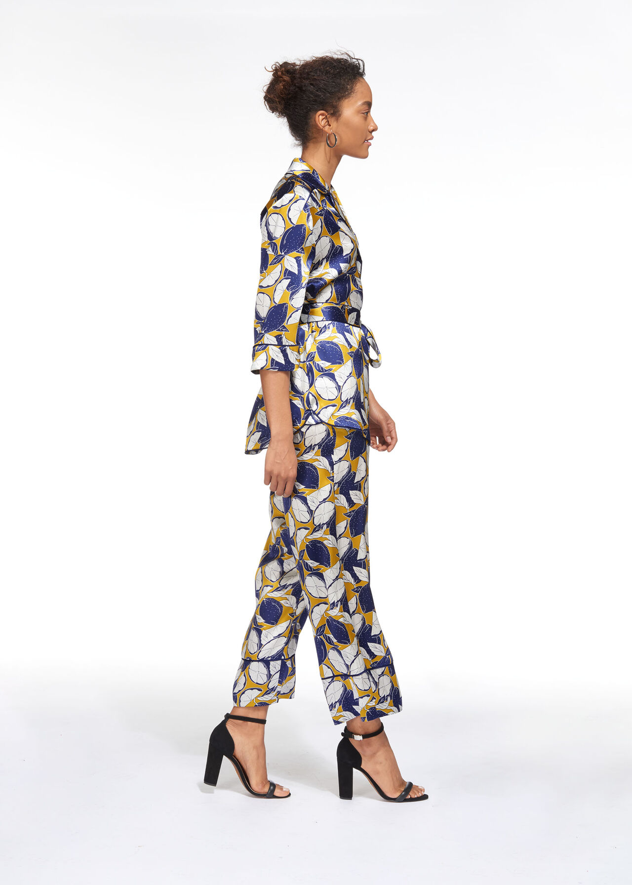 Lemon Print Silk Trouser Yellow