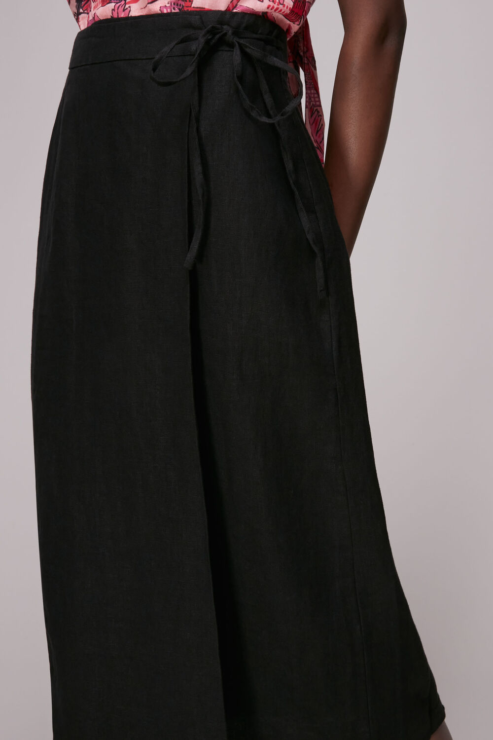 Wrap Detail Linen Skirt