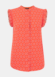 Flower Charm Frill Sleeve Top