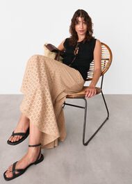 Cotton Broderie Midi Skirt