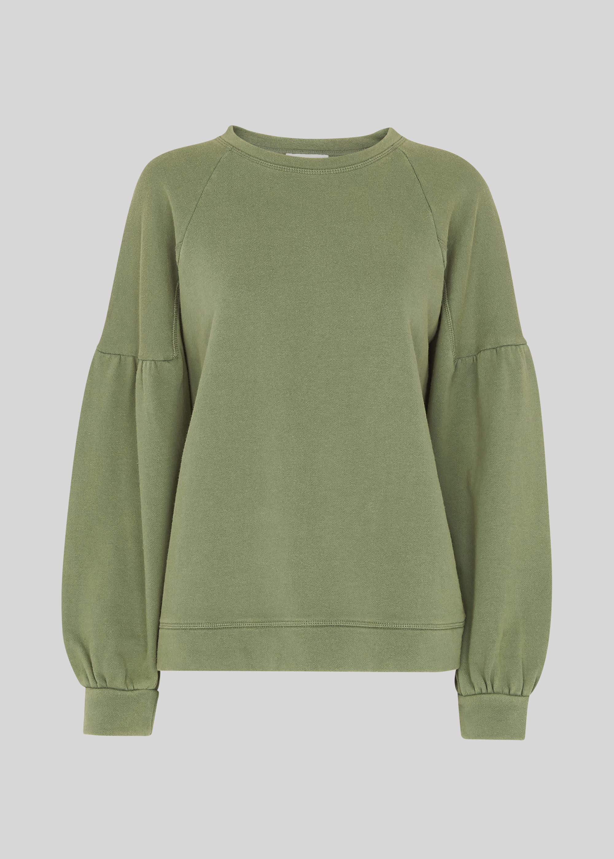 Pale Green Gathered Sleeve Sweatshirt