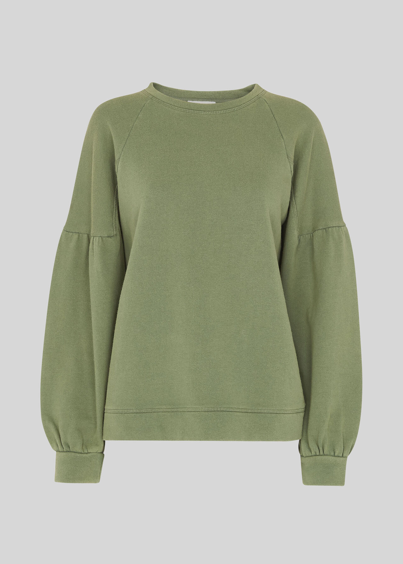 Gathered Sleeve Sweatshirt Pale Green