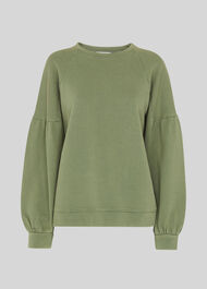 Gathered Sleeve Sweatshirt Pale Green
