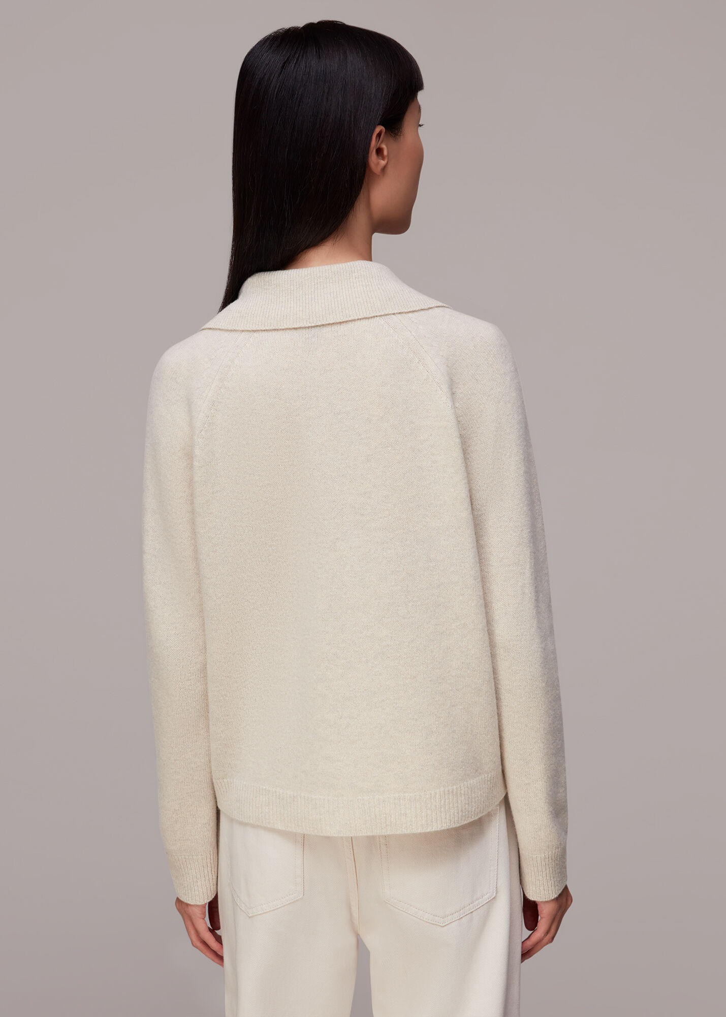 Neutral Collar Detail Wool Cardigan 