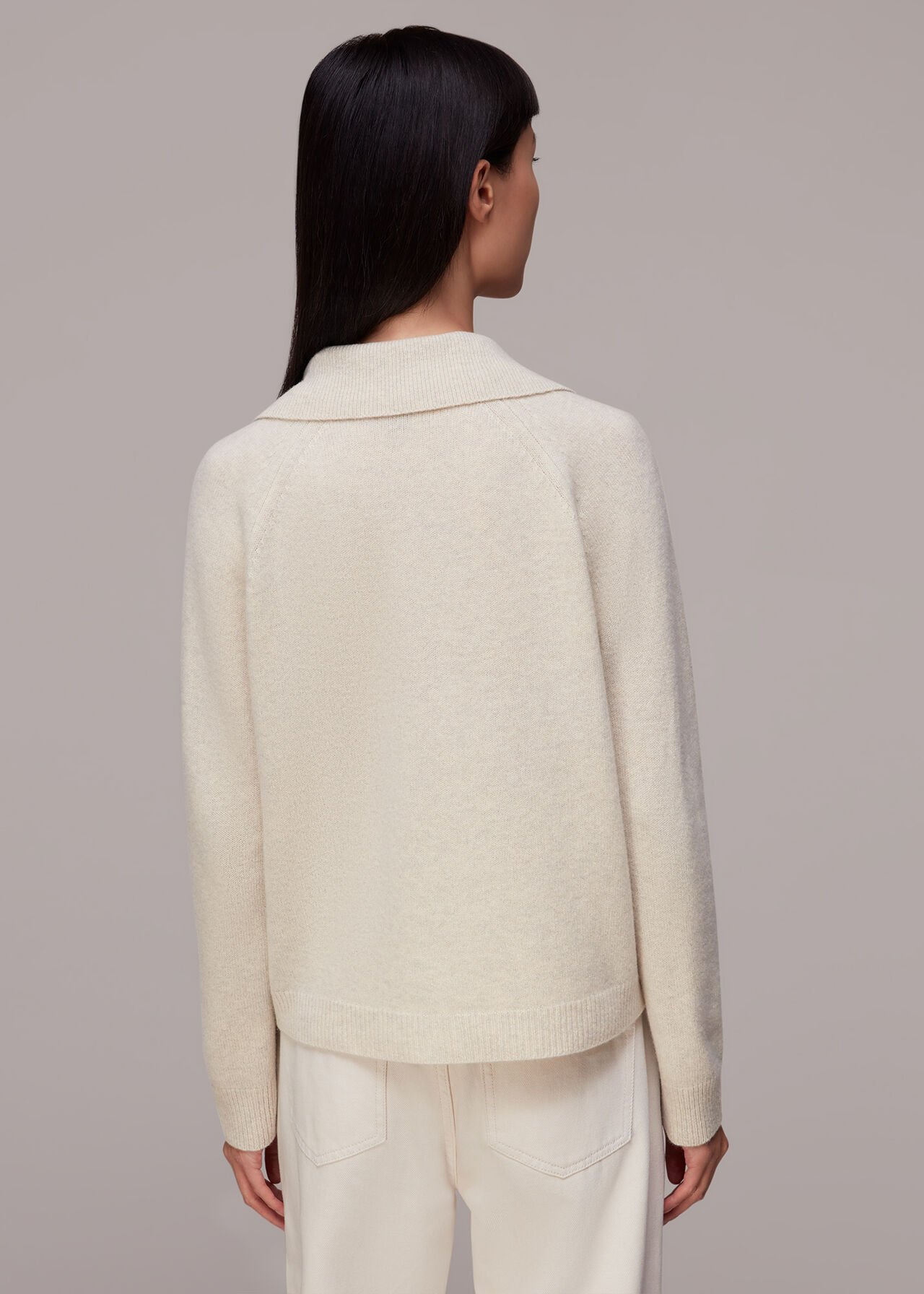 Neutral Collar Detail Wool Cardigan | WHISTLES