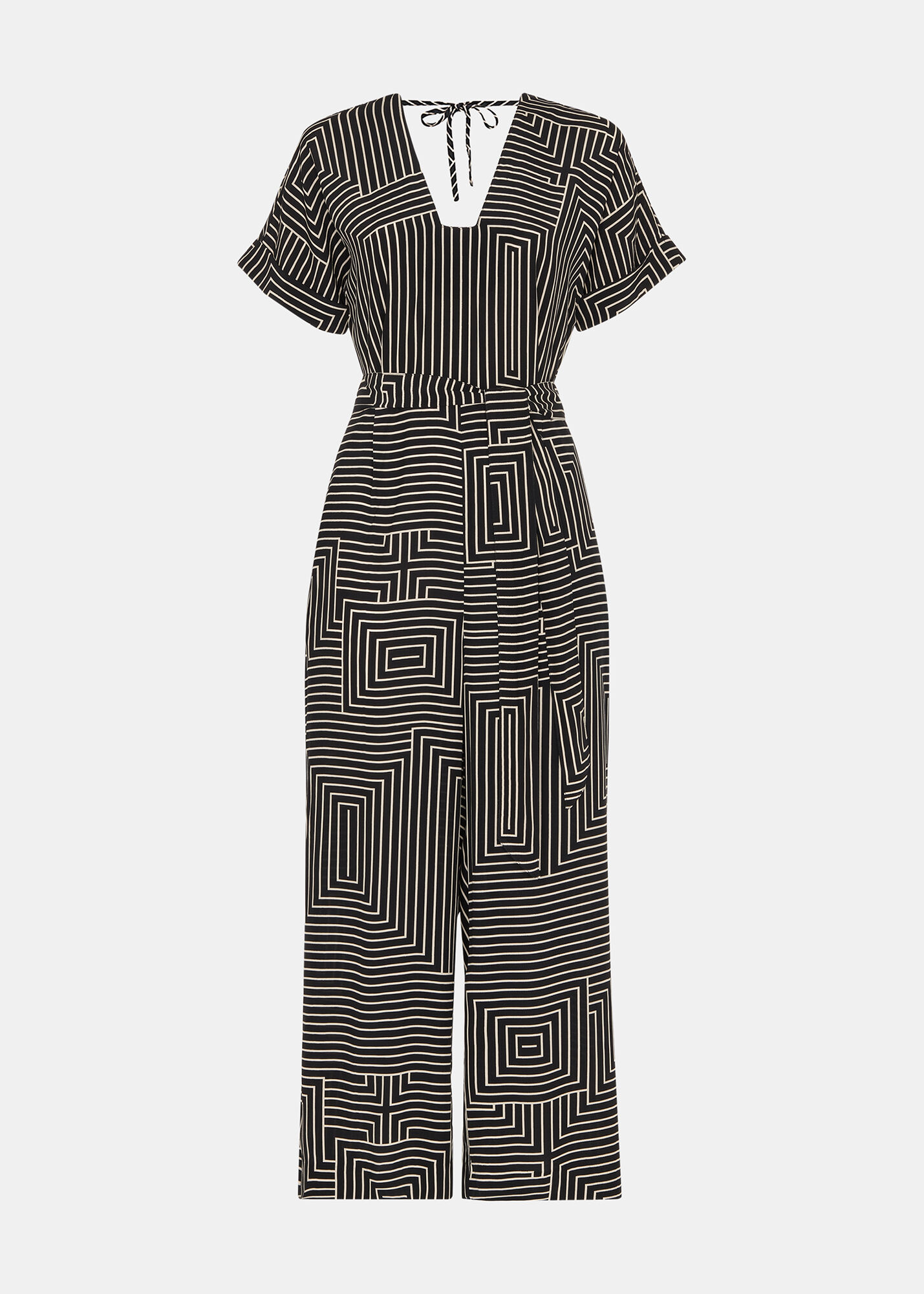 Black White Angled Stripe Jumpsuit WHISTLES Whistles UK