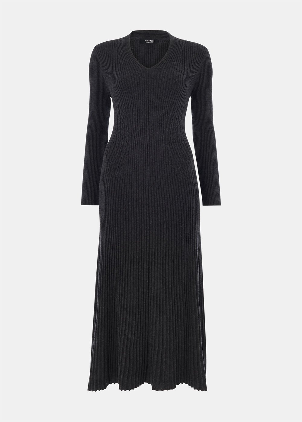 V Neck Cable Ribbed Knit Dress