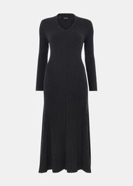 V Neck Cable Ribbed Knit Dress