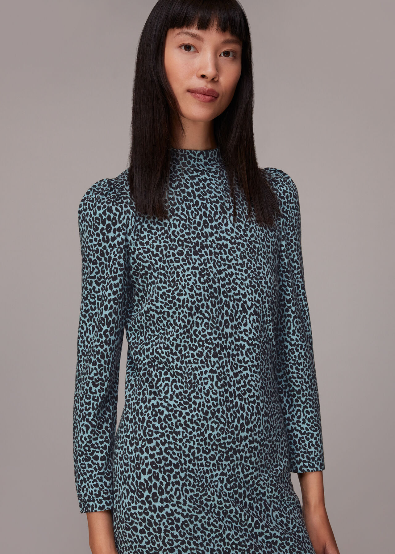 Contrast Leopard Jersey Dress