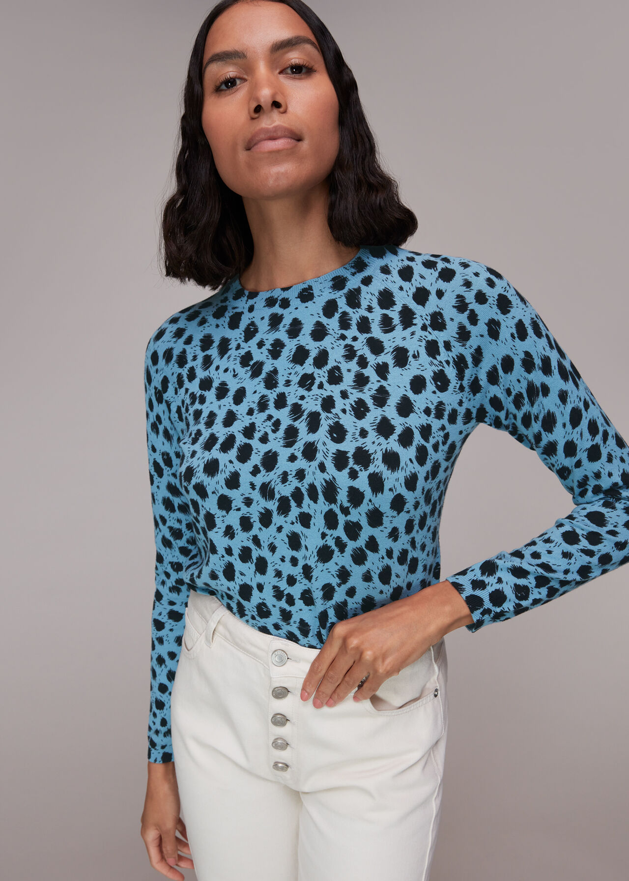 Brushed Dalmatian Crew Knit