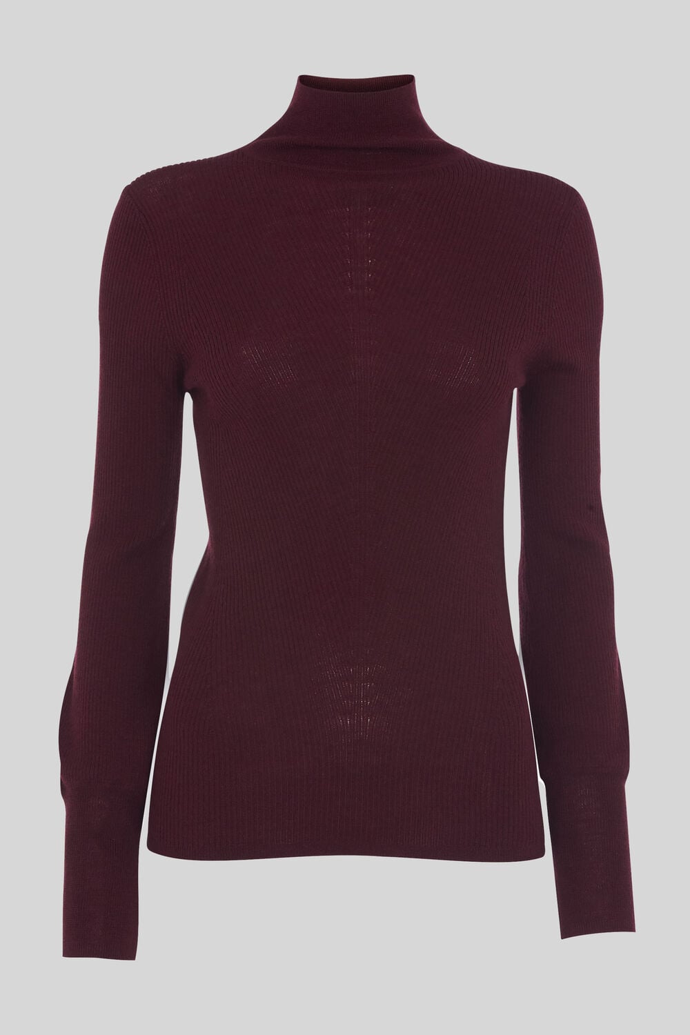 Merino Wool Roll Neck Knit Burgundy