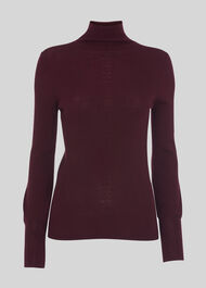 Merino Wool Roll Neck Knit Burgundy