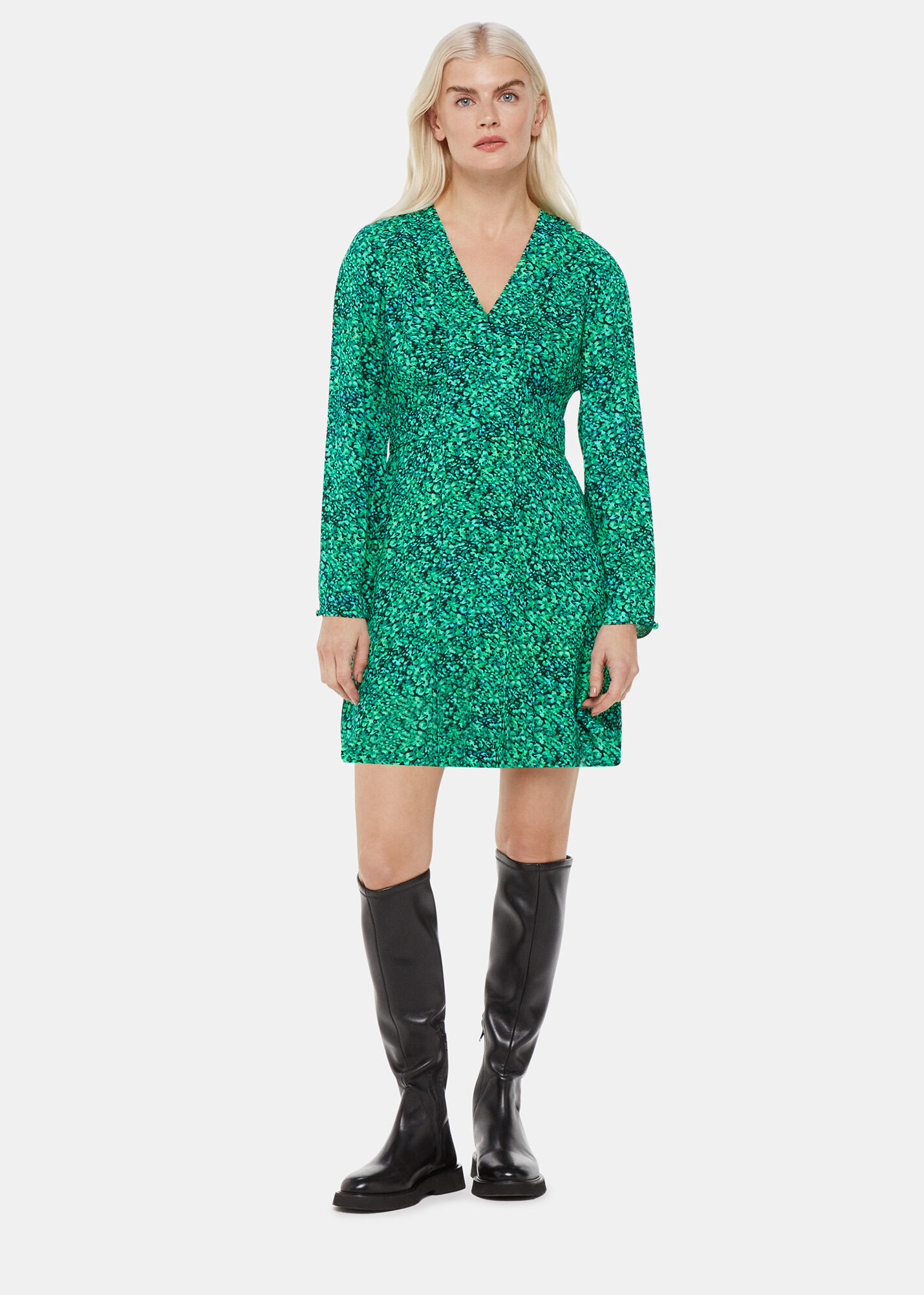 Green Multi Dappled Floral Lori Dress WHISTLES Whistles UK