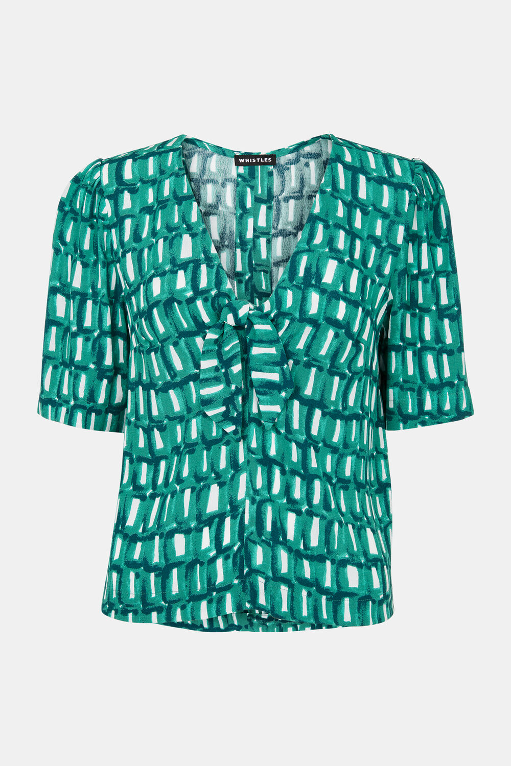 Green Linked Smudge Tie Front Top