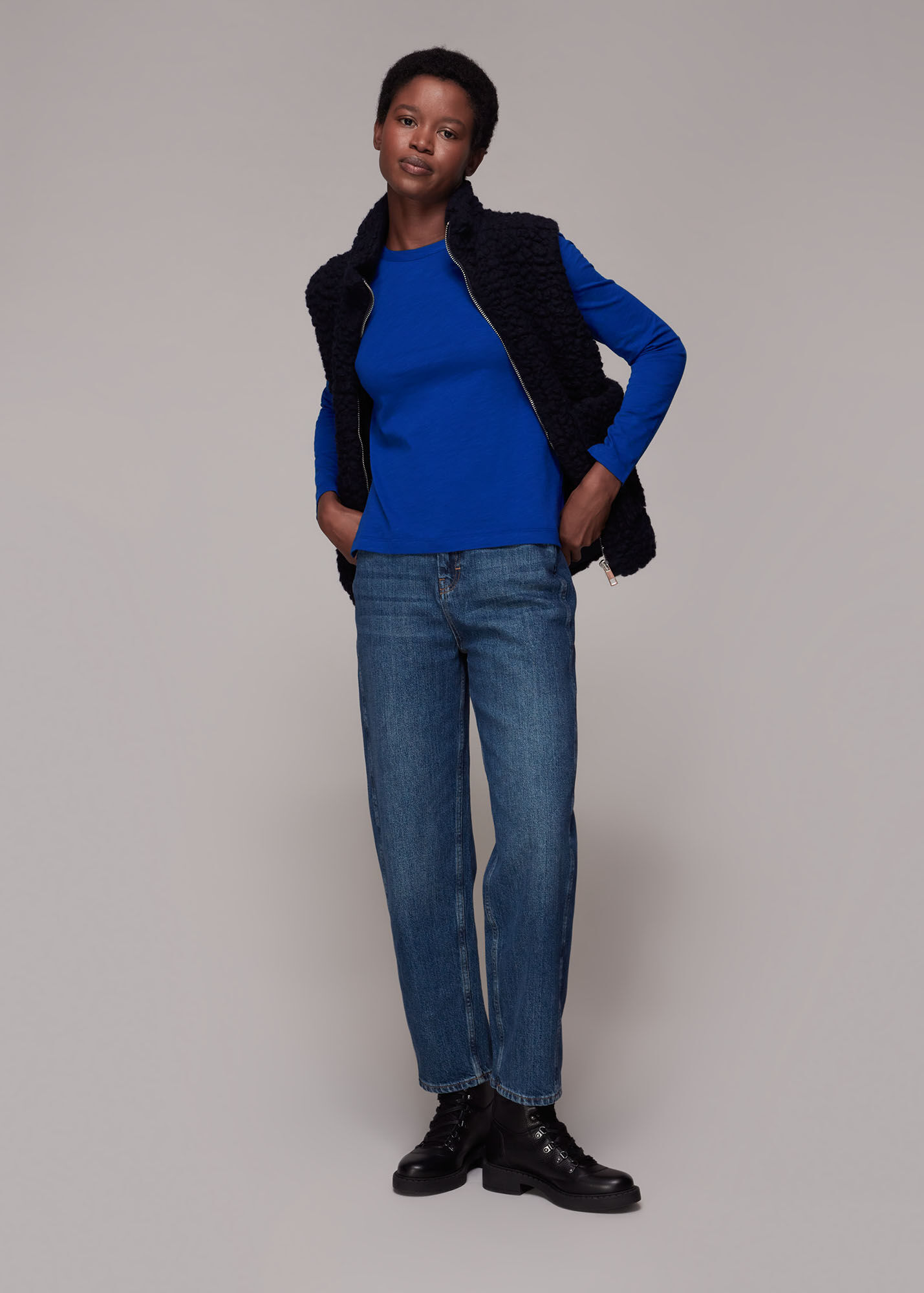 Top Long Sleeve By Emily McCarthy In Blue, Size: Xs