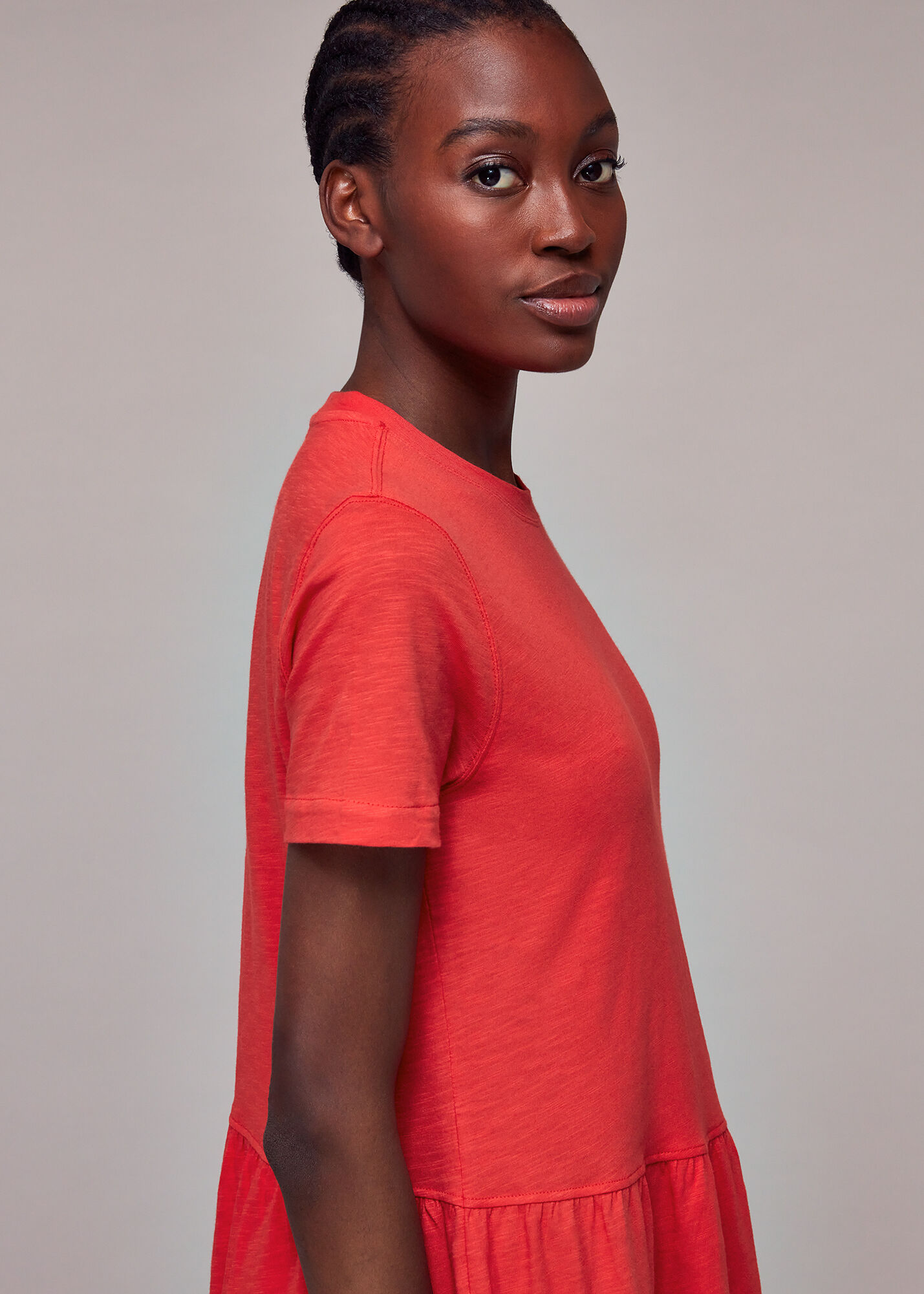 Red jersey midi on sale dress