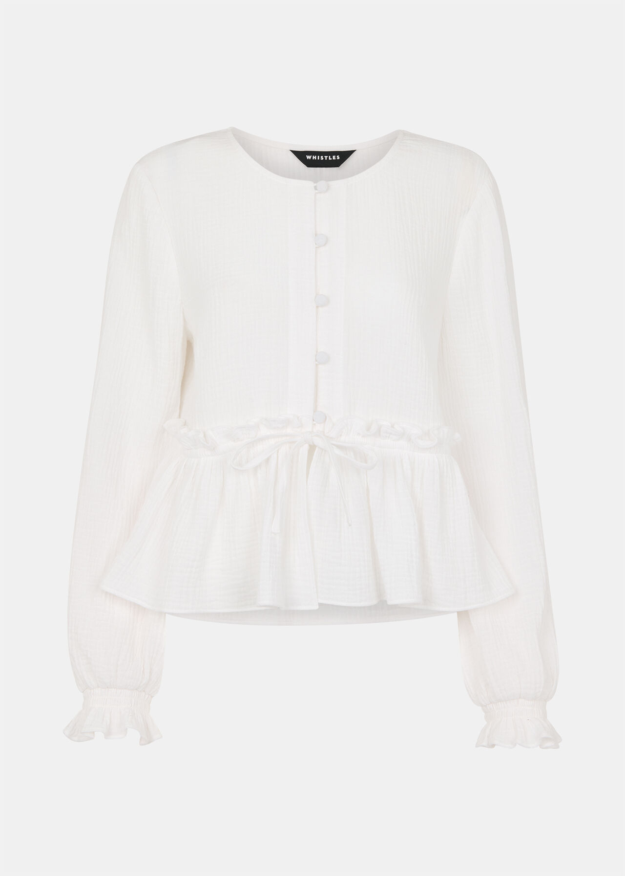 Cotton Frill Peplum Blouse