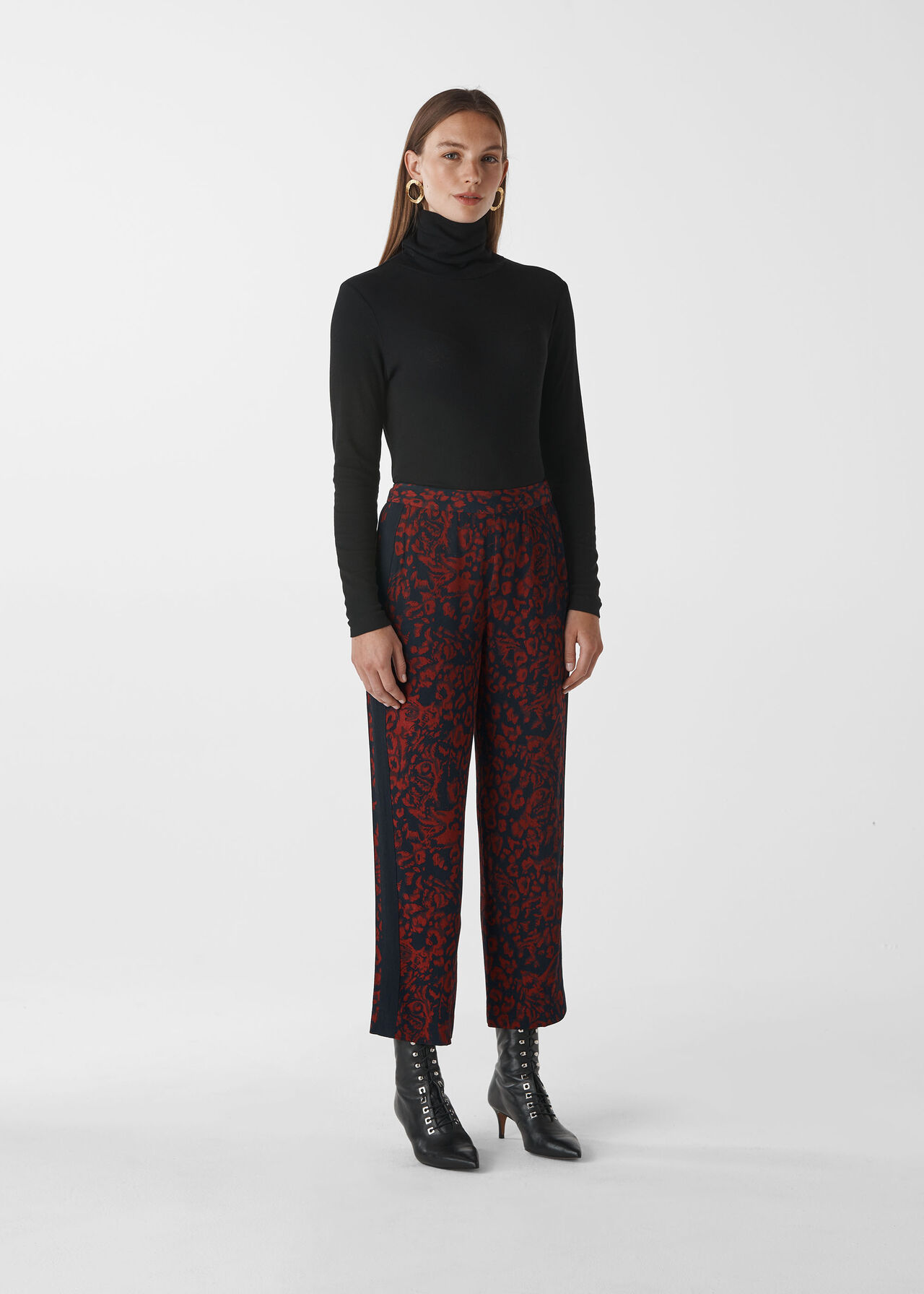 Jungle Cat Print Crepe Trouser