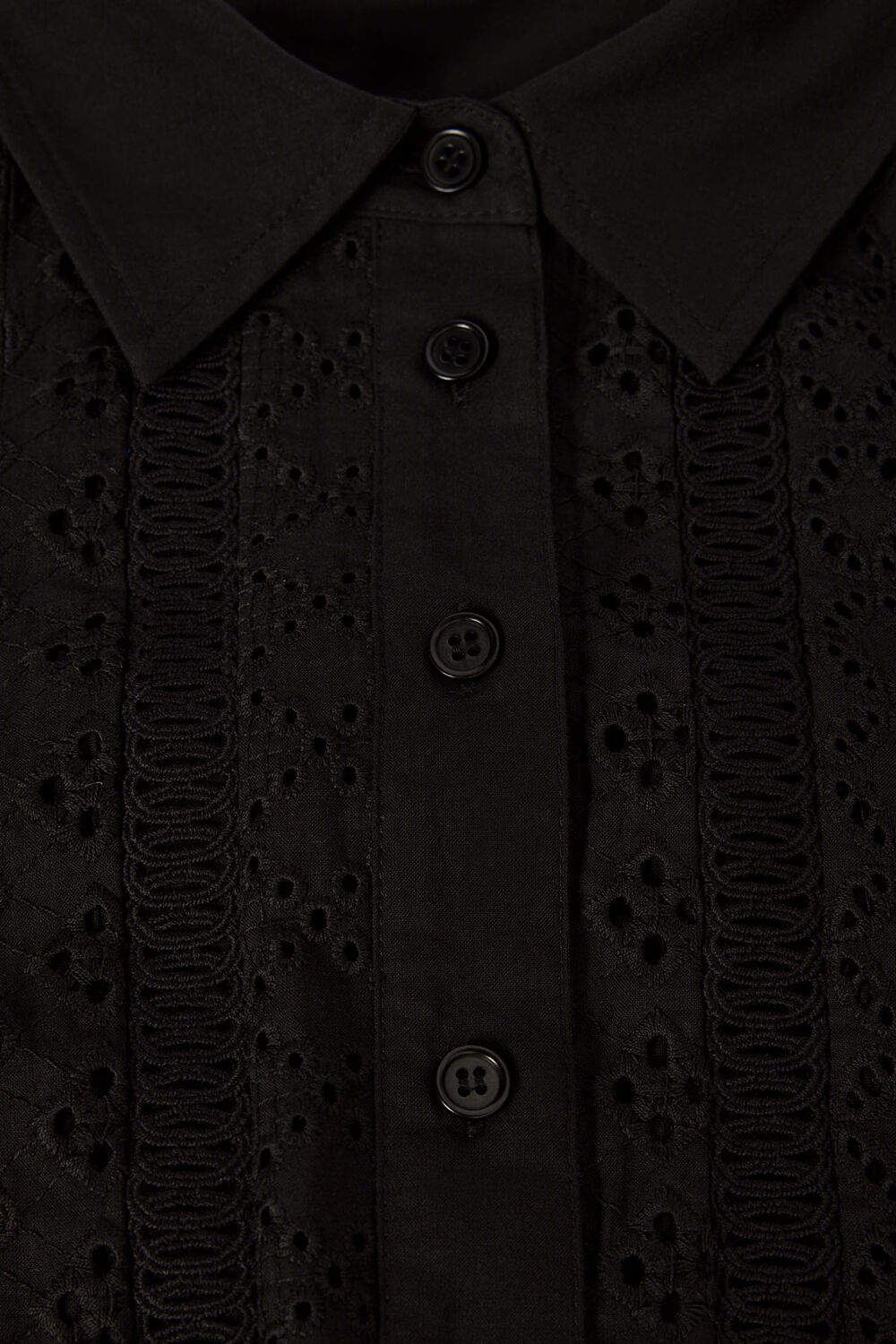 Black Broderie Cotton Shirt