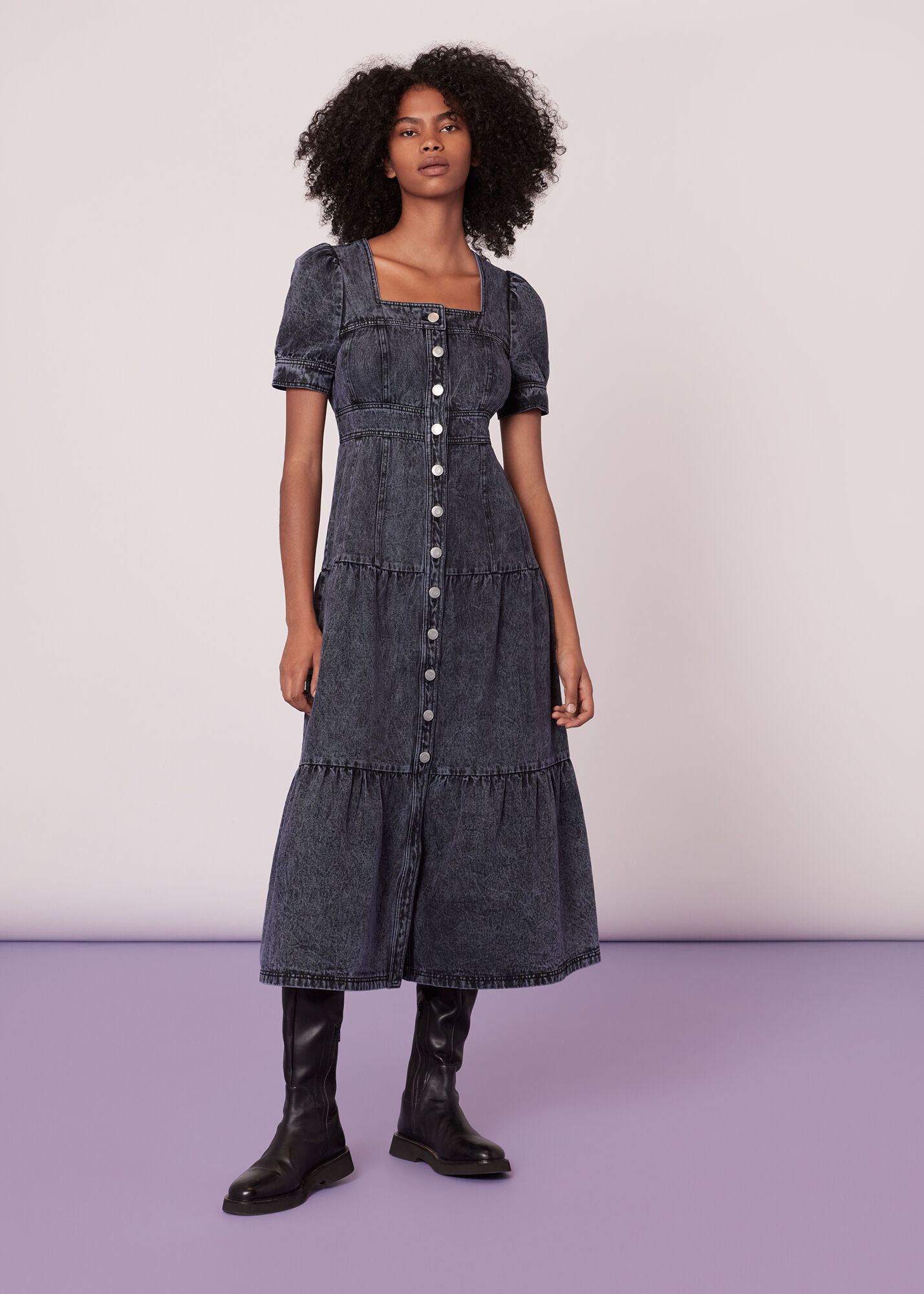 Grey denim dress hot sale