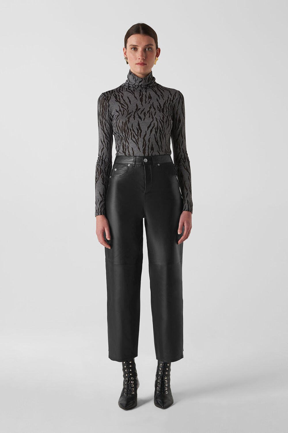 Leather Barrel Leg Jean